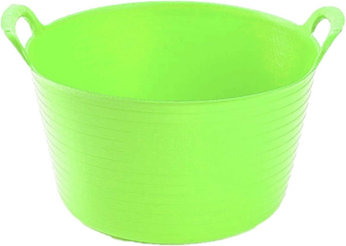 Plasticforte flexibele emmer/kuip - 2x - groen - kunststof - rond - 56 liter - 60 x 53 x 38 cm - wasmanden - tuinafval - speelgoed — afbeelding 1