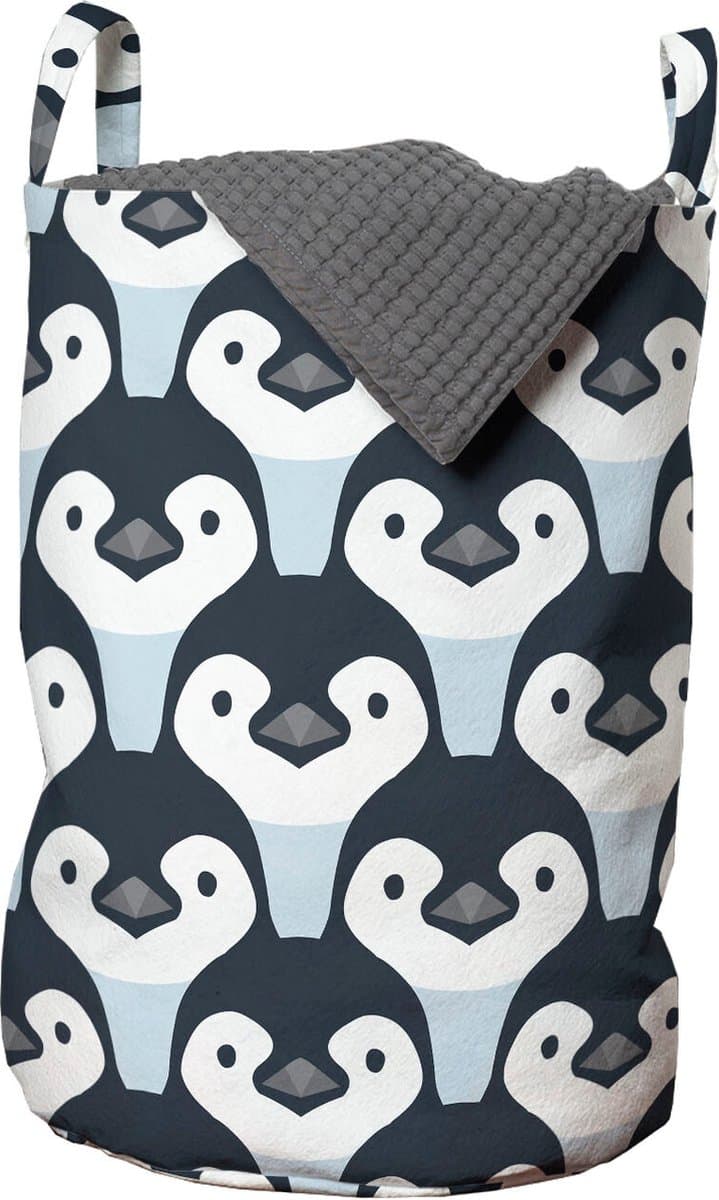 New Bed, Pinguïn Vogels Gezichts Patroon Opbergmand kinderkamer met Handvatten en Koordsluiting, Speelgoedmand kinderen - Speelgoedkist- Wasmand Kinderkamer - Wasbox - 33 x 48 cm — afbeelding 1