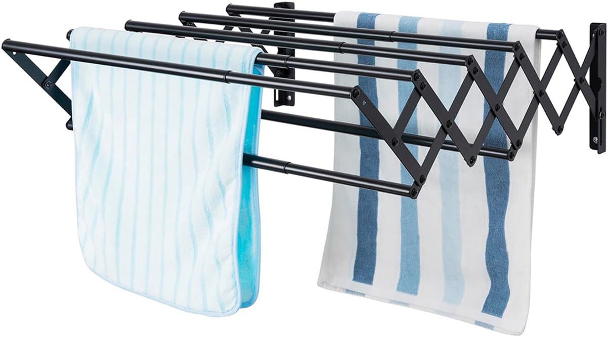 ApexArte® Wanddroogrek - Droogrek Inklapbaar - Wasrek - Droogtoren - Droogrekken - Zwart — afbeelding 1
