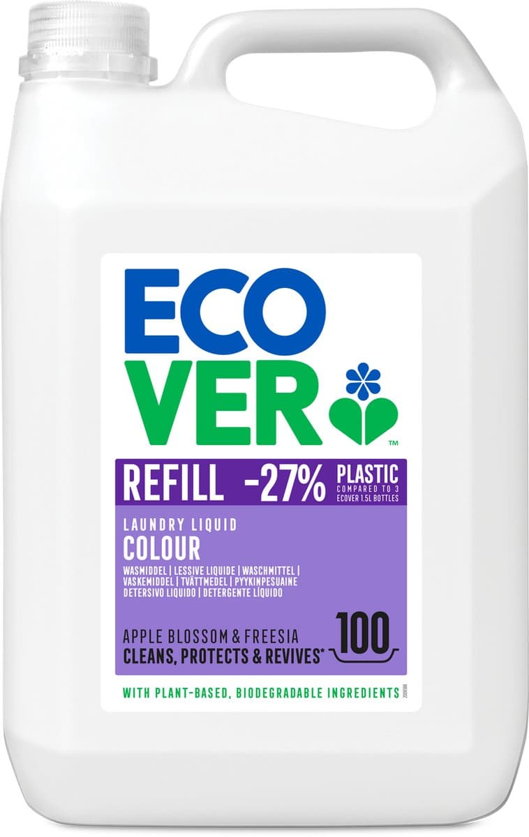 Ecover - Vloeibaar Wasmiddel Kleur - Grootverpakking 5 L - 100 wasbeurten - Kleurbescherming & Pluisverwijdering - Plantaardig & Biologisch afbreekbaar — afbeelding 1