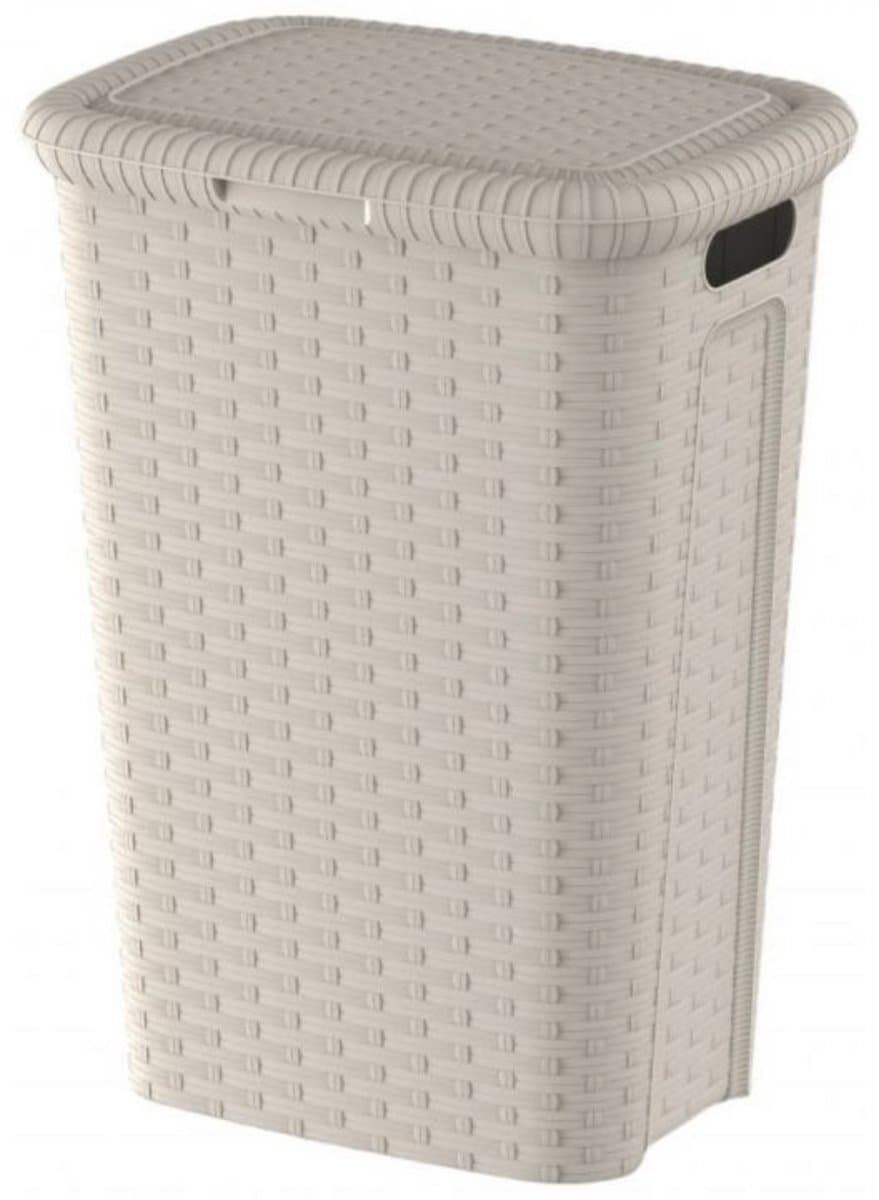 Weave - Wasmand - Wasmand Met Deksel - Hoog Model – 53 Liter – Crèmekleurig – Stevig Gevlochten Kunststof – Ademend Design — afbeelding 1