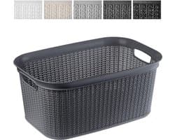 KADAX - Wasmand, multifunctionele mand, 27 l - wasmand van kunststof, opbergmand, wasmand voor badkamer, vuile kleding, accessoires, speelgoed, wasbox - Zwart
