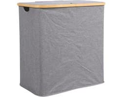 Livano Wasmand 2 Vakken - Wassorteerder - Laundry Basket - Bag - Grijs - 100 Liter