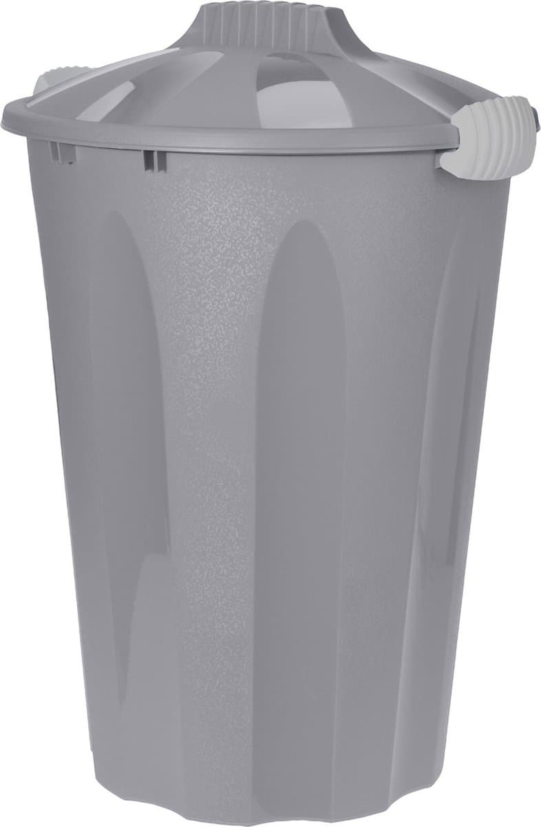 Bellatio Wasmand - kunststof - grijs - deksel - 40 liter - Wasmanden/wasgoedmanden - Huishouden — afbeelding 1