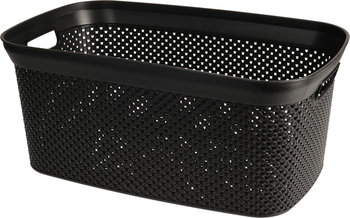 Storage Solutions wasmand - 35 liter - zwart - 54 x 34 x 23 cm - Kunststof - Draagmand — afbeelding 1