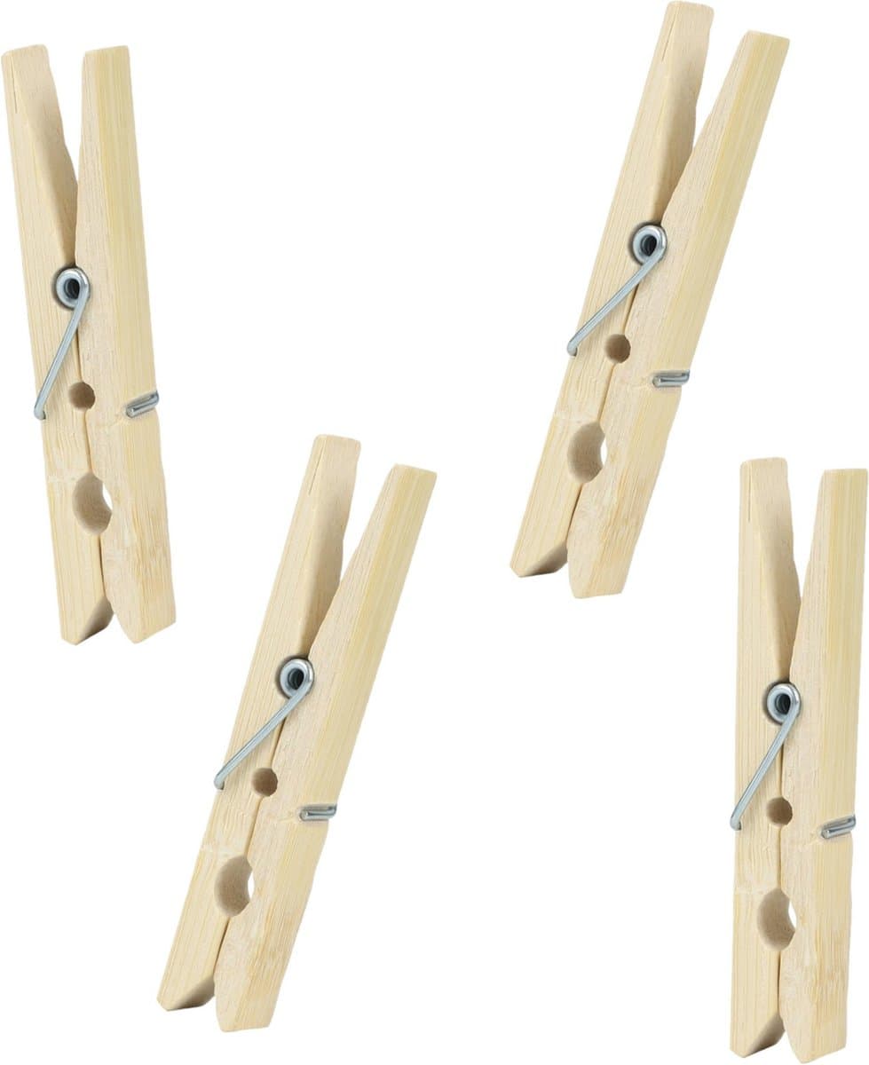 Urban Living Basic Size wasknijpers - 24x - bamboe - 7 cm — afbeelding 1