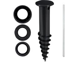 Kunststof parasolboor zwart - Schuifadapter 32-50 mm - Parasolhouder met schroef