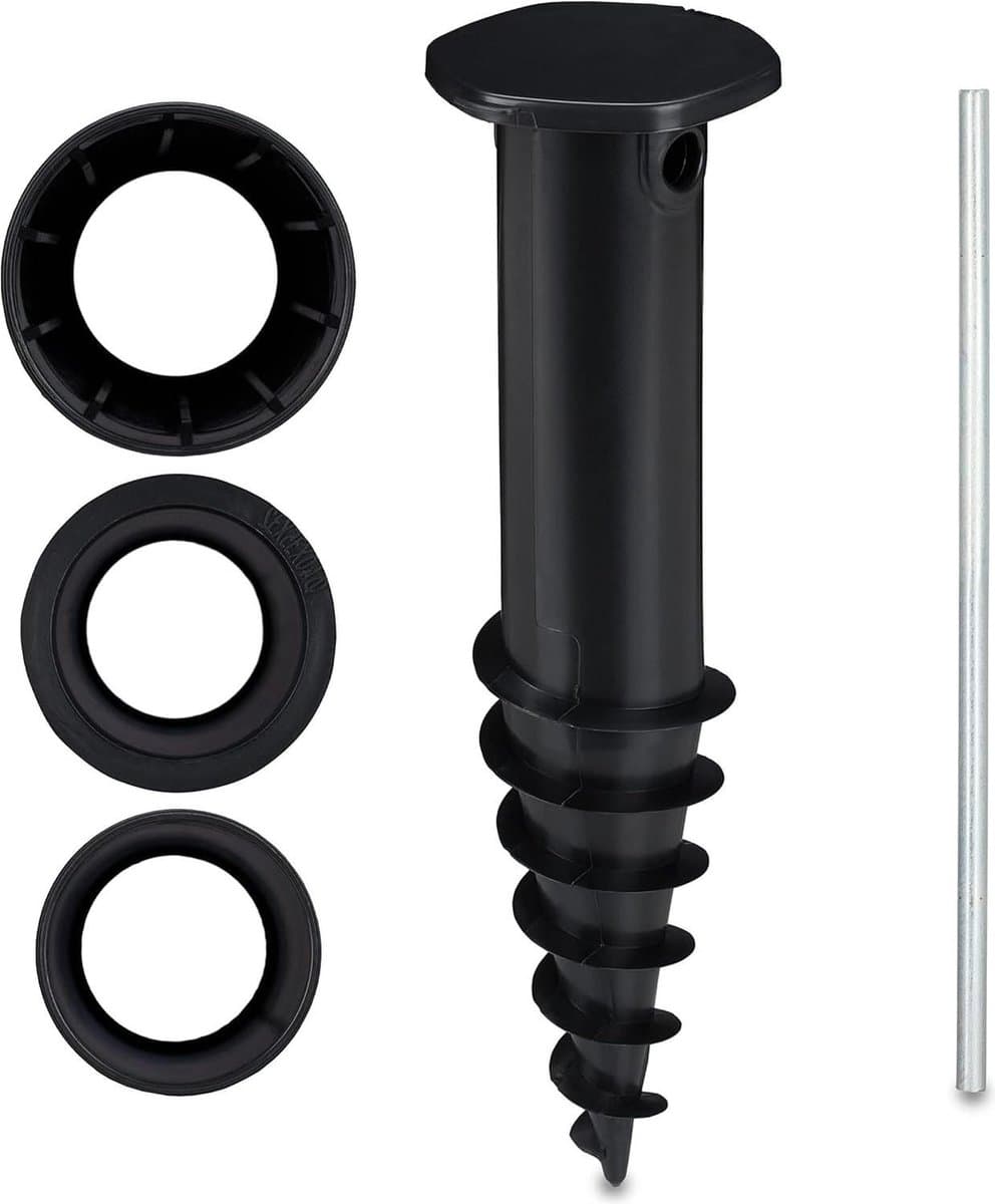 Kunststof parasolboor zwart - Schuifadapter 32-50 mm - Parasolhouder met schroef — afbeelding 1