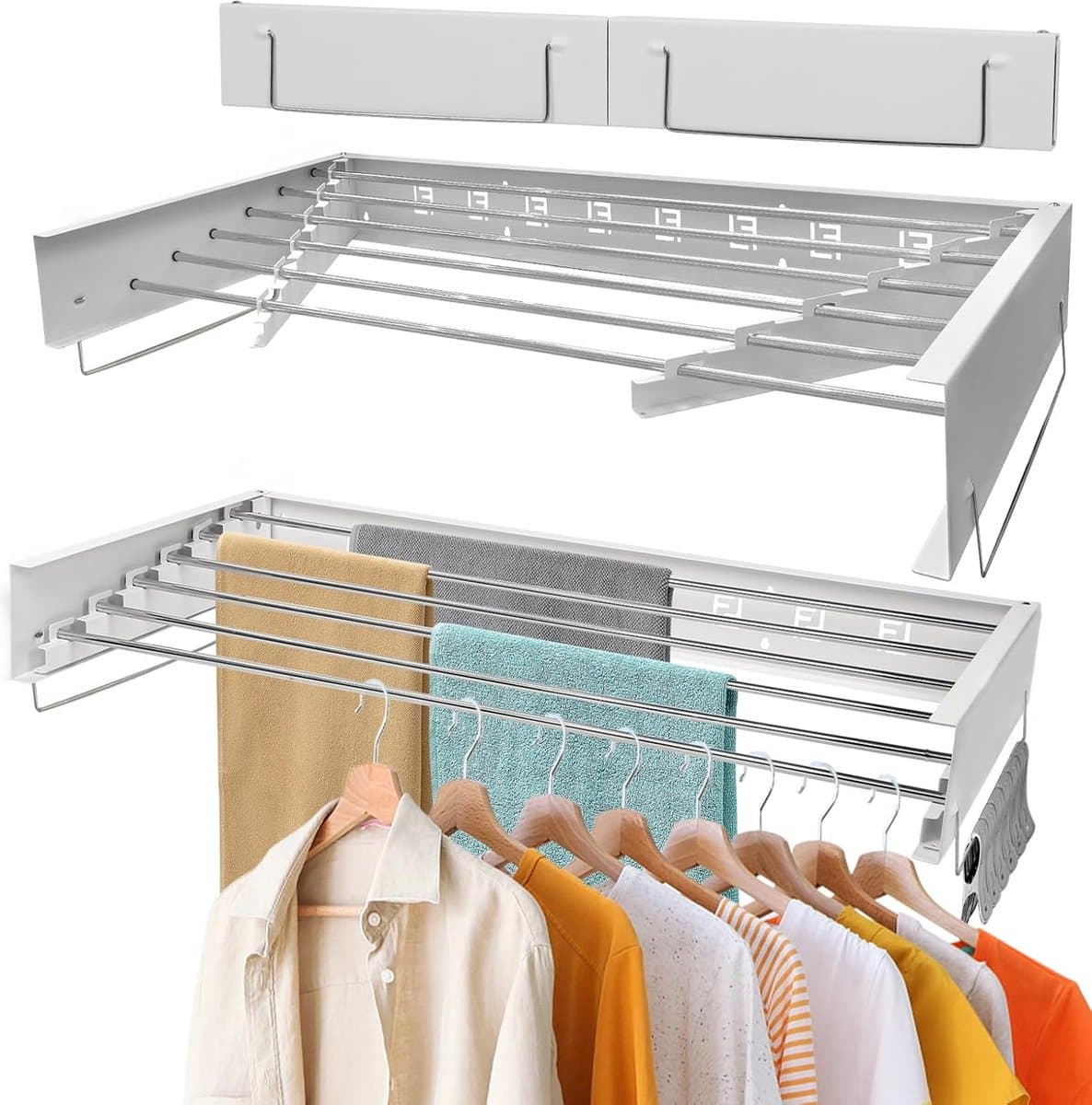 Goodivery ® Uitschuifbare Wanddroogrek voor Binnen en Buiten, Compact en Ruimtebesparend — afbeelding 1