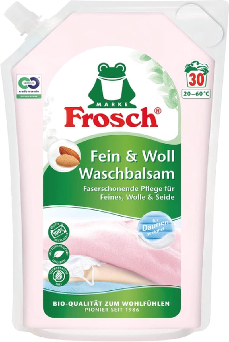 Frosch Fijnwasmiddel & Wol - Zijde, dons of lingerie - Wasbalsem gel - 1,44L - 30 Wasbeurten - Met amandelolie — afbeelding 1