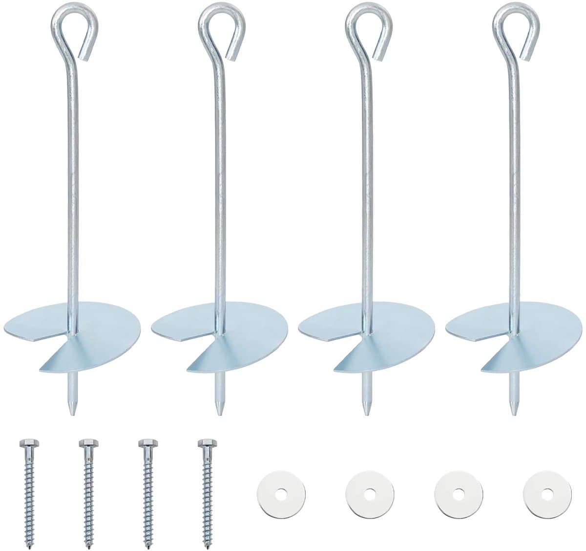 vidaXL - Aardanker - 4 - pcs - Zilverkleurig - Ø10 - x - 30 - cm - Gegalvaniseerd - Metaal — afbeelding 1