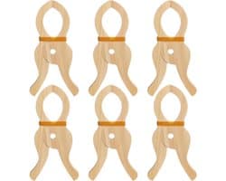 6 stuks houten knijpers voor games, met enorme handgemaakte clips, houten klemmen voor gordijnen, kasten, balkons, creatieve houten knijpers