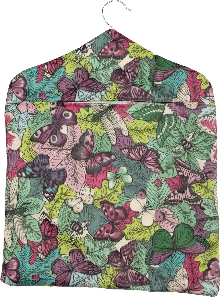 Tafelzeil Wasknijperzak - Opberghoes Hangers - Wassen Buiten - Waterdichte Buitenlaag - 31x37 cm - Groen Roze Libellen — afbeelding 1