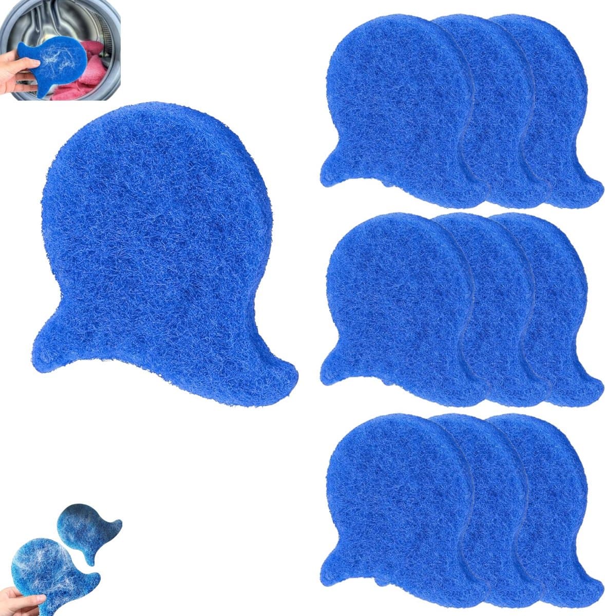 10 stuks - pluisballen wasmachine - pluisballen - pluisverwijderaar voor kleding - pluisverwijderaar - Blauw - voor drogers - wasmachines - kleding en Beddengoed - Herbruikbaar — afbeelding 1