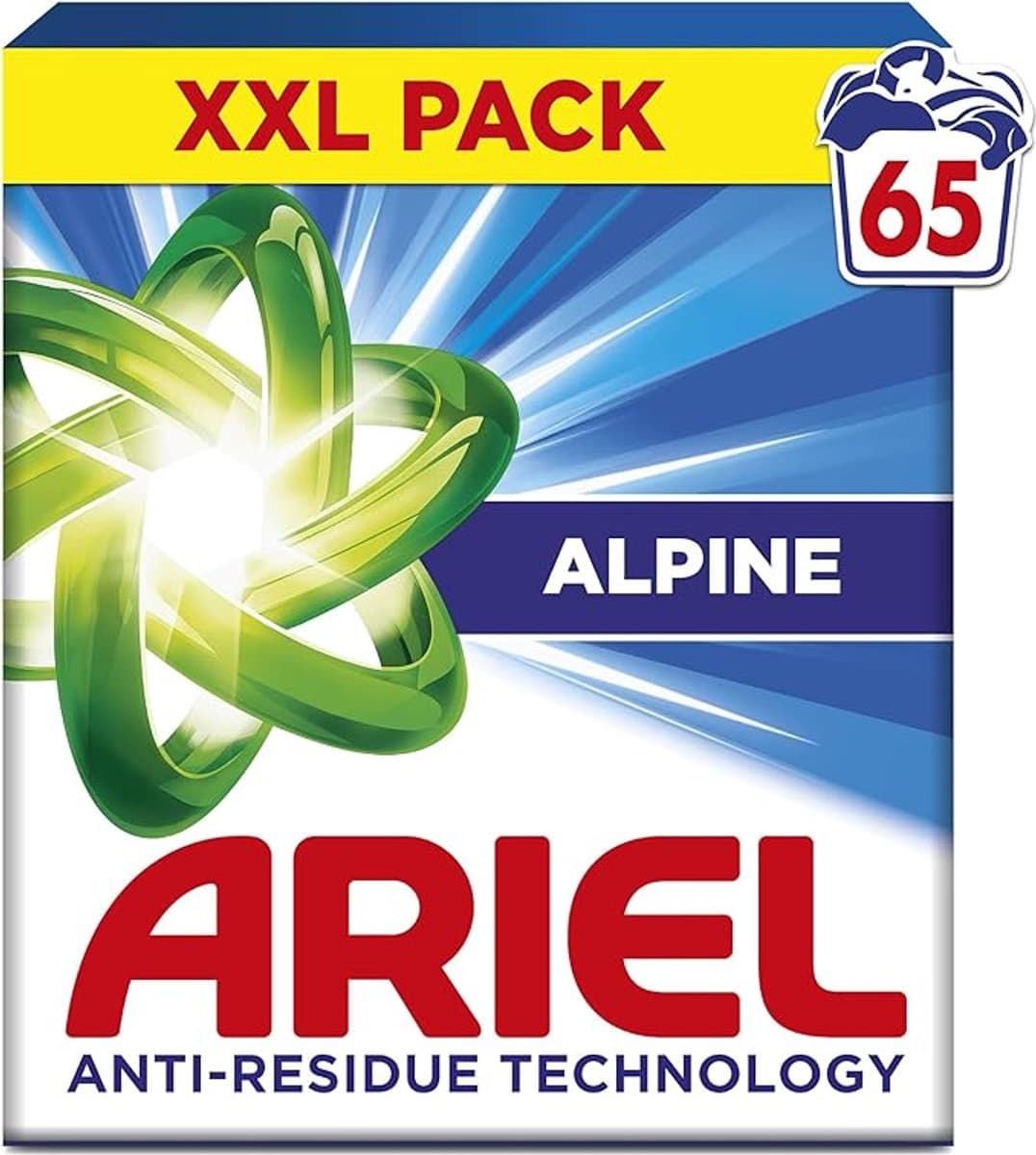 Ariel Snel Oplosbaar Waspoeder - Alpine - Anti-Residu Technologi - 65 Wasbeurten — afbeelding 1