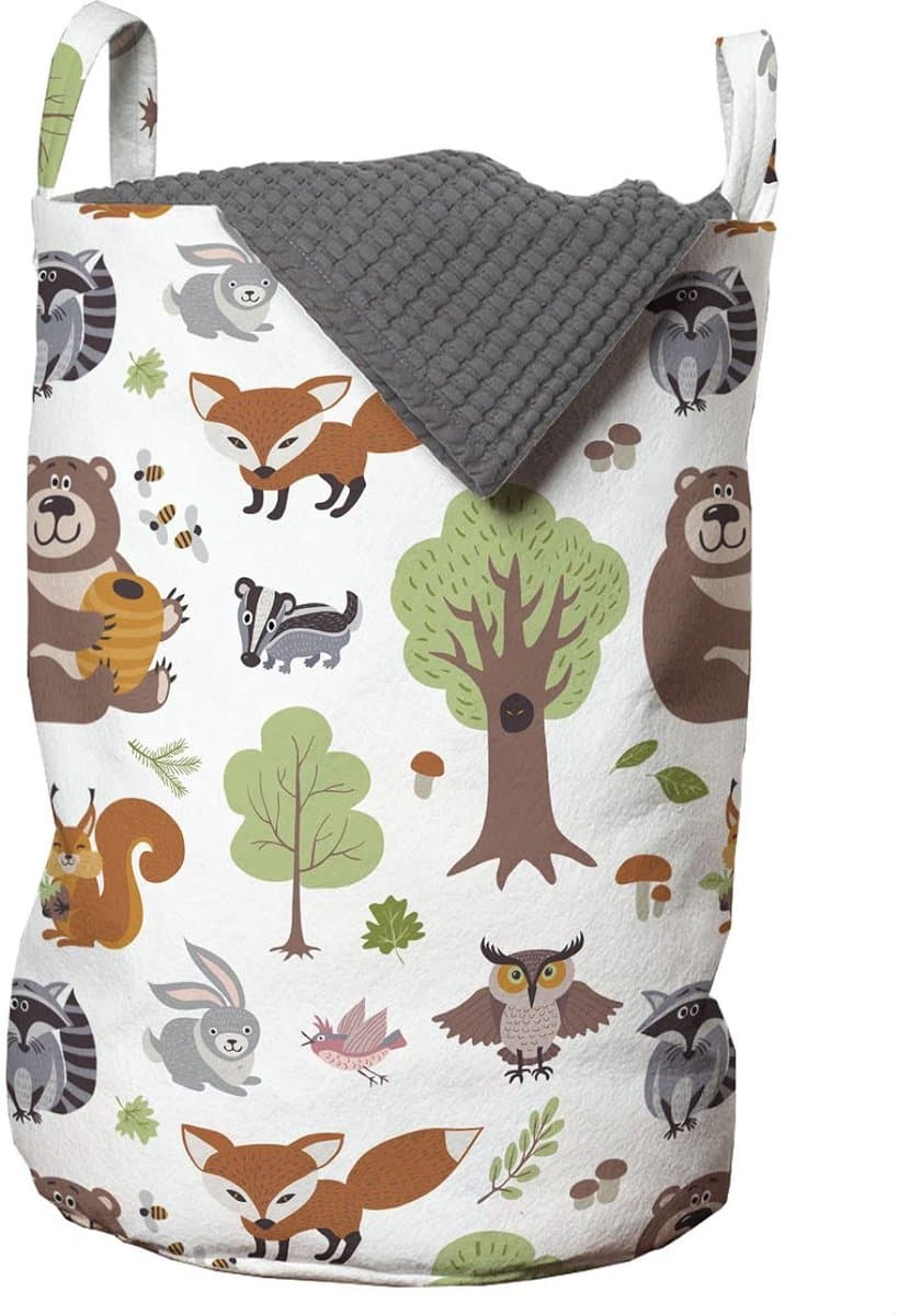Dailygoods - Dailygoody - Waszak - Opbergen van wasgoed - Duurzaam en praktisch - Groen meerkleurig - Handgrepen en koordsluiting - Geschikt voor thuis en op reis — afbeelding 1