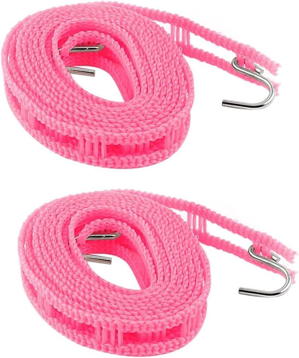 Waslijn touw - Kledinglijn drooglijn - Kleding drogen - Antislip ontwerp - 2 meter - Roze — afbeelding 1