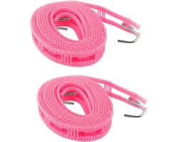 Waslijn touw - Kledinglijn drooglijn - Kleding drogen - Antislip ontwerp - 2 meter - Roze — afbeelding 1