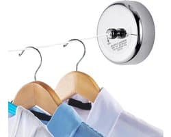Intrekbare Waslijn - Drooglijn Roestvrij Staal - Kleding Drogen - Montage Zonder Boren - 27 Meter - Zilver