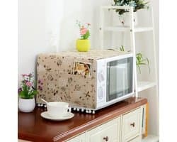 Stofdichte Magnetronhoes voor Bescherming, Antivettige Deksel en Keukenaccessoire met Grijze Paardebloemprint, Ideaal voor Thuisgebruik en Keuken Decoratie