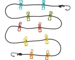 Reiswaslijn - Draagbare Waslijn - Kleding Drogen - Verstelbaar tot 240cm - 190-240 cm - Multicolor