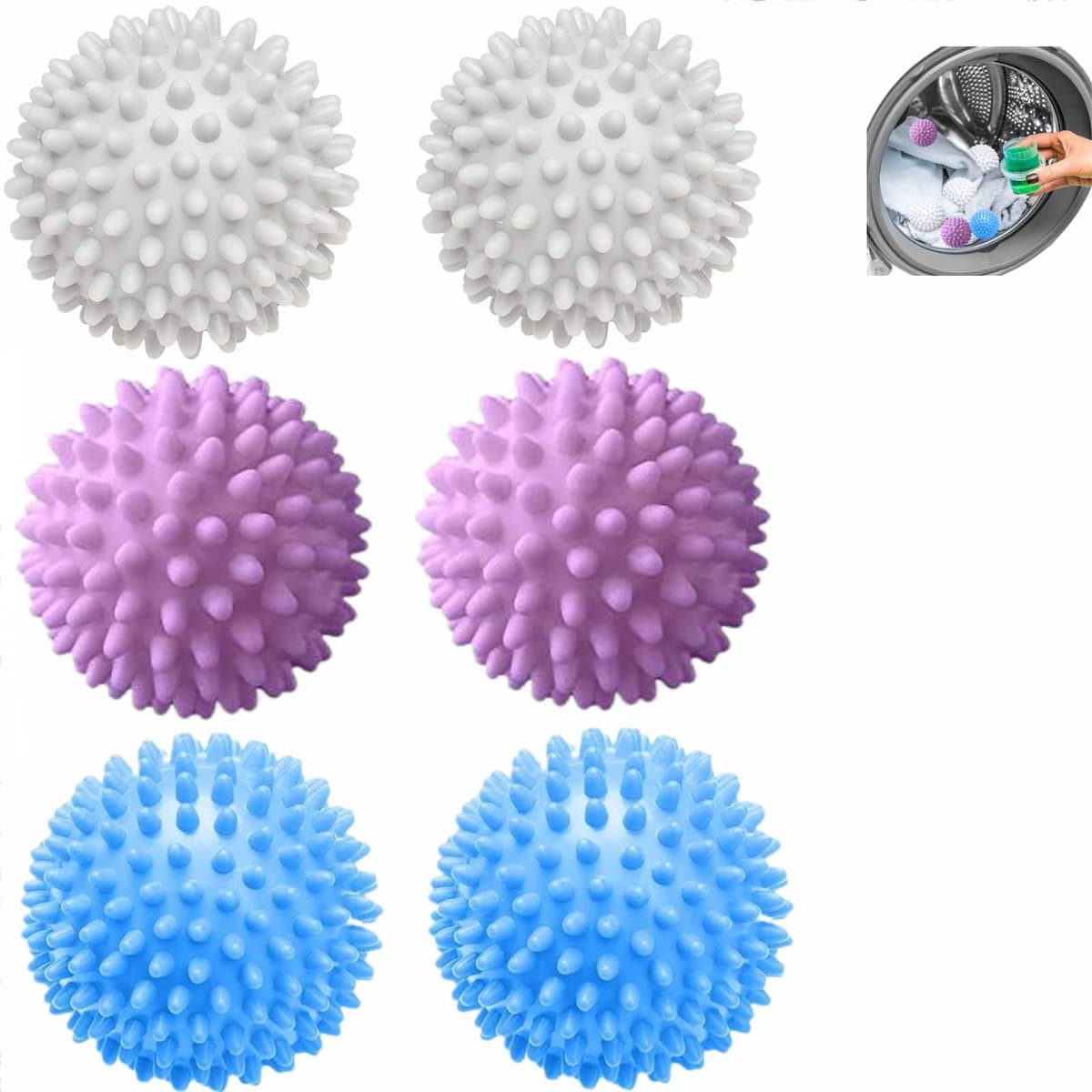 6 stuks wasballen voor de wasmachine - droogballen - wasballen voor de wasmachine - droogballen voor de wasdroger - herbruikbaar - voor het reinigen van kleding thuis — afbeelding 1