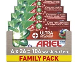 Ariel 4in1 Wasmiddel Pods +Ultra Vlekverwijderaar - 4 x 26 Wasbeurten