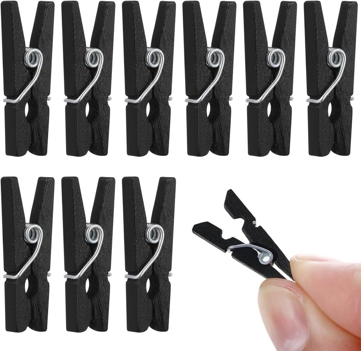 Houten Mini Clips - 100 Stuks Natuurlijke Kledingknijpers voor Foto's, Knutselprojecten en Decoratie — afbeelding 1
