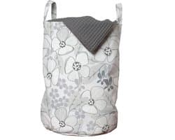 ABAKUHAUS bloemenwaszak, abstracte schetsbloemen, wasmand met handvatten, trekkoordsluiting voor wasserettes, lichtgrijs en wit
