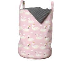 ABAKUHAUS Swans waszak, Blush Tone King Waterfowl, wasmand met handvatten, trekkoordafsluiting voor wasserettes, lichtroze crème