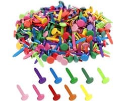 Jhubersproducts - Patroonzakklemmen - Kleurrijke brads - 200 stuks - Mini klemmen voor school en kantoor - Perfect voor scrapbooking en handwerk - Ide