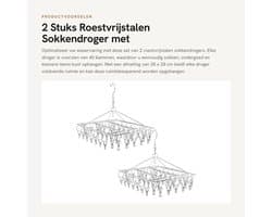 Dailygoods- Sokkendroger set van 2 - Roestvrij Stalen - 35 x 28 cm - Hangend - 40 Klemmen - Ideaal voor Camping/Balkon - Wasrek