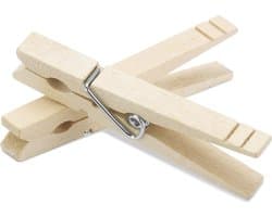 Houten Wasknijpers - Kledinghangers - Was ophangen - Niet-roestende veren - 100 stuks - Natuurlijk
