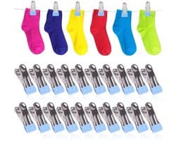 Dailygoods- Handdoekclips 20 Stuks - Roestvrij Staal - Antislip Tanden - Corrosiebestendig - Sterke Grip - Multifunctioneel - Wasknijpers