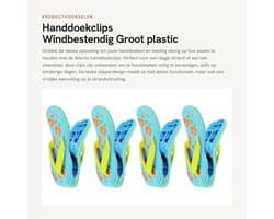 Dailygoods- Handdoekclips Groot - Windbestendig - Plastic - Hangende Klemhouder - 4 Stuks - Robuust Ontwerp - Handdoekklem