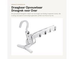 Dailygoods- Droogrek Stevig - Opvouwbaar - Draagbaar - 5 Ophanggaten - Voor Over de Deur - Duurzaam Kunststof - Kledingrek
