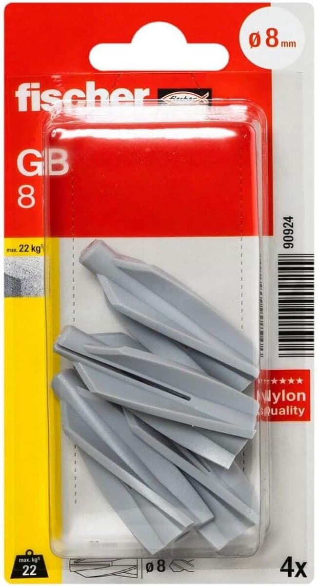 Betonpluggen - Gasbeton ankers - Bevestigen in muur - Duitse goedkeuring - 4 stuks - Nylon — afbeelding 1