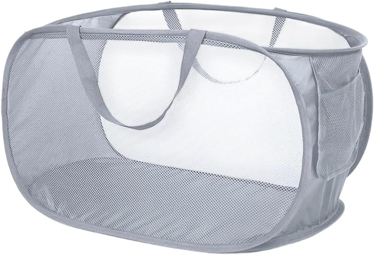 Vouwbare wasmand met handvat, ademend gaas, duurzaam polyester, ideaal voor badkamer, kamperen en reizen, multifunctioneel en praktisch. — afbeelding 1
