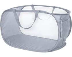 Vouwbare wasmand met handvat, ademend gaas, duurzaam polyester, ideaal voor badkamer, kamperen en reizen, multifunctioneel en praktisch.
