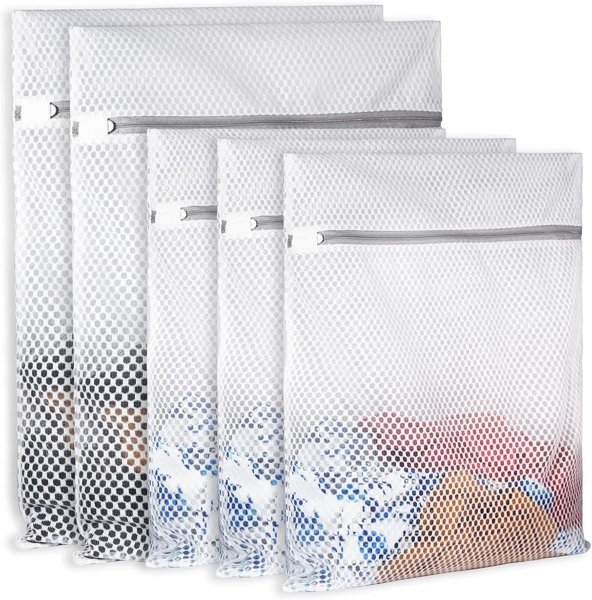 Extra grote waszak van honingraatgaas, duurzaam en herbruikbaar, stijlvolle waszak, reisorganizer Geschikt voor ondergoed, kleding, jeans, handdoeken en sokken (2 stuks 40*50cm + 3 stuks 30*40cm) — afbeelding 1