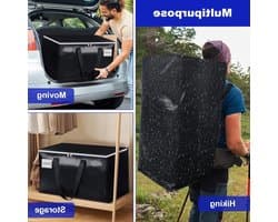 Grote waszakken met rits en labels - 105L stevige opbergzakken voor kleding, reizen en verhuizing (2 stuks)