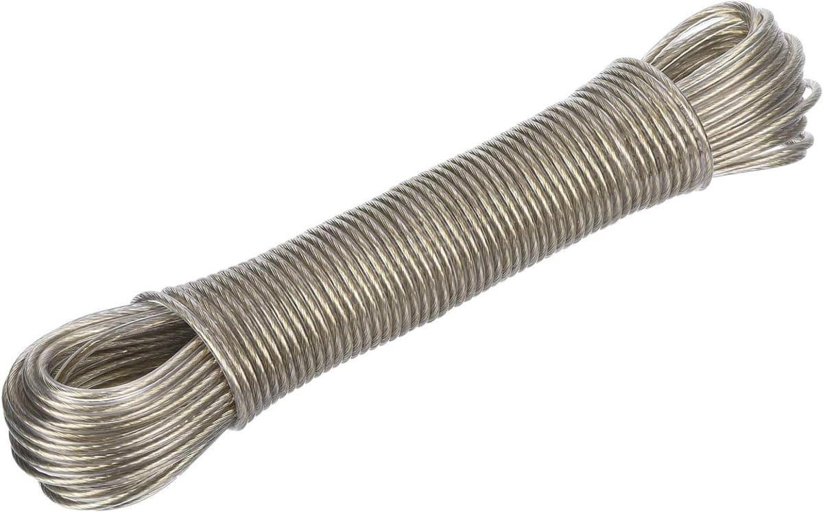 Waslijn met Coating - Kledinglijn Draad - Kleding Drogen Buiten - Extra Sterke Staalkern - 20 Meter Lang - Transparant — afbeelding 1
