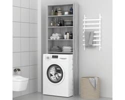 Gecheer Wasmachinekast, grijs, Sonoma 64 x 24 x 190 cm, rek voor wasmachine, ruimtebesparend, kast boven wasmachine, rek voor toilet, P815952