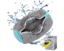 Schoenwaszak Wasmachine – wasnet voor schoenen met 360° reinigingskwast en ritssluiting, anti-vervorming, grijs — afbeelding 1