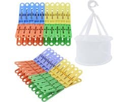 Wasknijpers Set - Kledingclips - Was Drogen - Sterke Grip - 40 Stuks - Wit en Kleuren