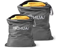 Vouwbare en Waterdichte Waszakken voor Vuile Kleding, 2 Stuks met Rits, Ideaal voor Sport en Vakantie - Donkergrijs