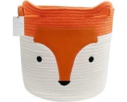 Vouwbare Opbergmand met Schattige Vos, Katoenen Touw Wasmand voor Kinderkleding en Speelgoed, Ideaal voor Kamerdecoratie (35cm x 32cm)