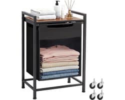 Wasmand Met Opbergplank 65L – Wasgoedmand Met Metalen Frame 50×33×72 cm – Wasmand Voor Badkamer en Wasruimte