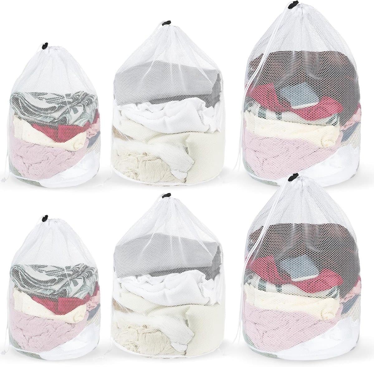 Set van 6 Wasnetten, 50 x 60 cm, 40 x 50 cm, 30 x 40 cm, Herbruikbare Waszakken voor Wasmachine, Ideaal voor Thuis, Reizen en Hotels — afbeelding 1