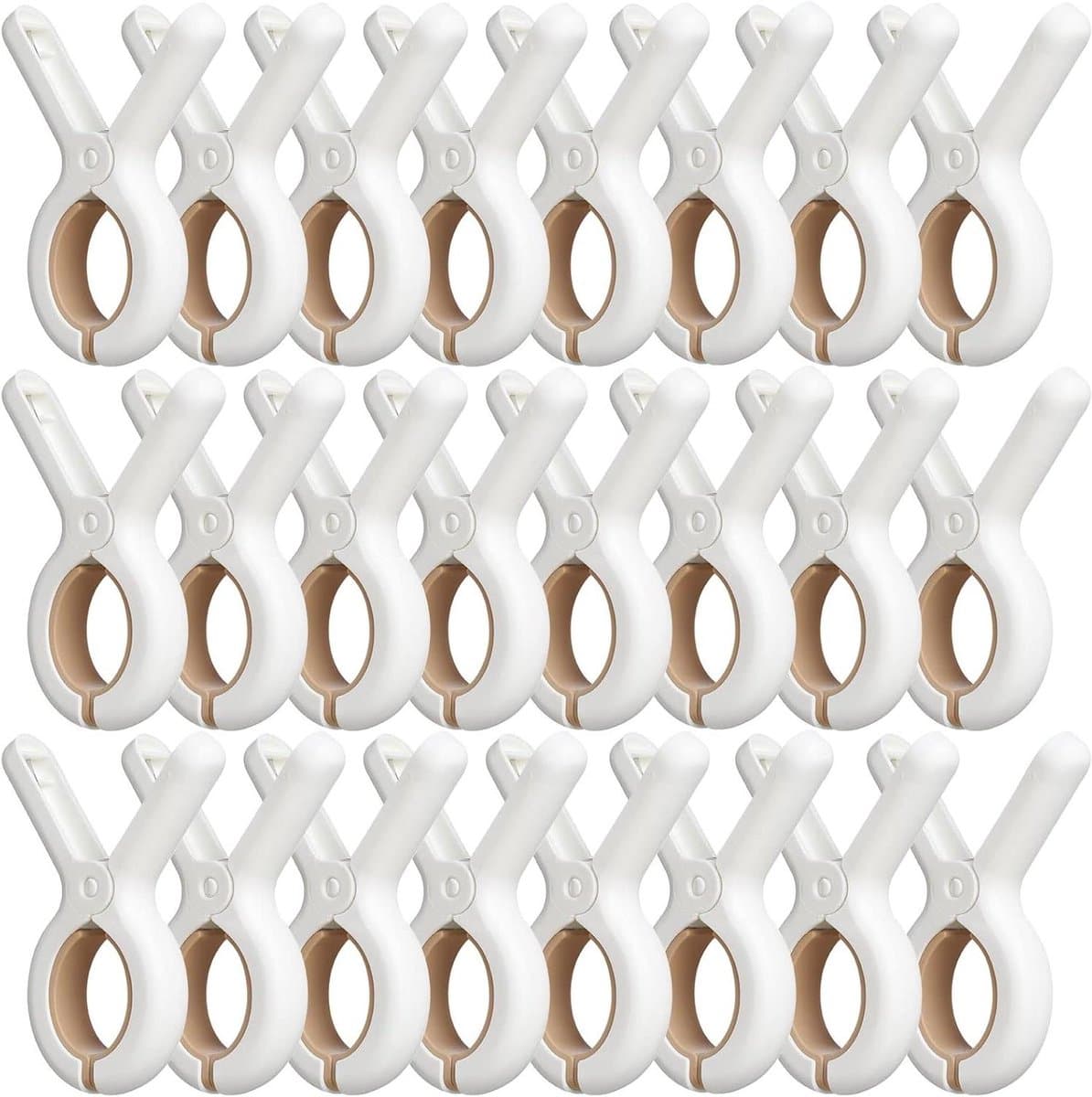 Set van 24 plastic wasknijpers met sterke roestwerende veren, robuuste strandhanddoekclips, wasknijpers om je handdoek, kleding, dekens te drogen op waslijn en hangend rek — afbeelding 1